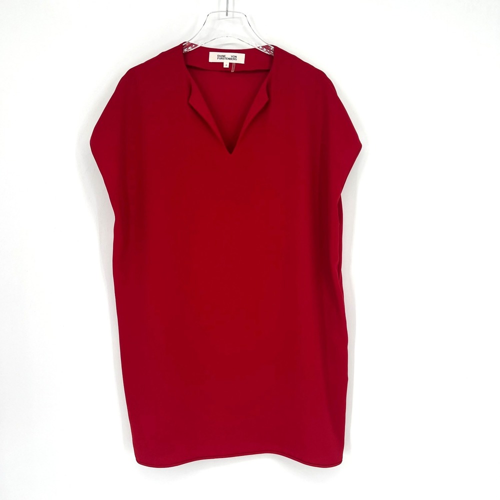 Diane Von Furstenberg Dress Womens‎ XS Red Christmas Holiday Festive Career Boxy
